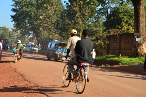 Bicycle transport along Salama road-Photo credit: Nicholas Bamulanzeki